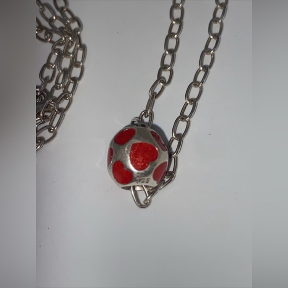 Vintage 925 Pandora Ale Ball Chain Heart Pendant Designs. 19” 9.09 grams - Picture 4 of 8